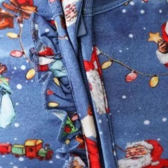 NWT Posh Peanut 3-6m Santa Claus Footie Ruffled Zippered One Piece - Picture 4 of 8